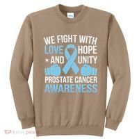Prostate Cancer Awareness Love Hope Unity Light Blue Ribbon Sweatshirt thumb 0