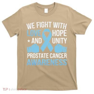 Prostate Cancer Awareness Love Hope Unity Light Blue Ribbon T-Shirt