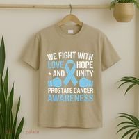 Prostate Cancer Awareness Love Hope Unity Light Blue Ribbon T-Shirt thumb 2