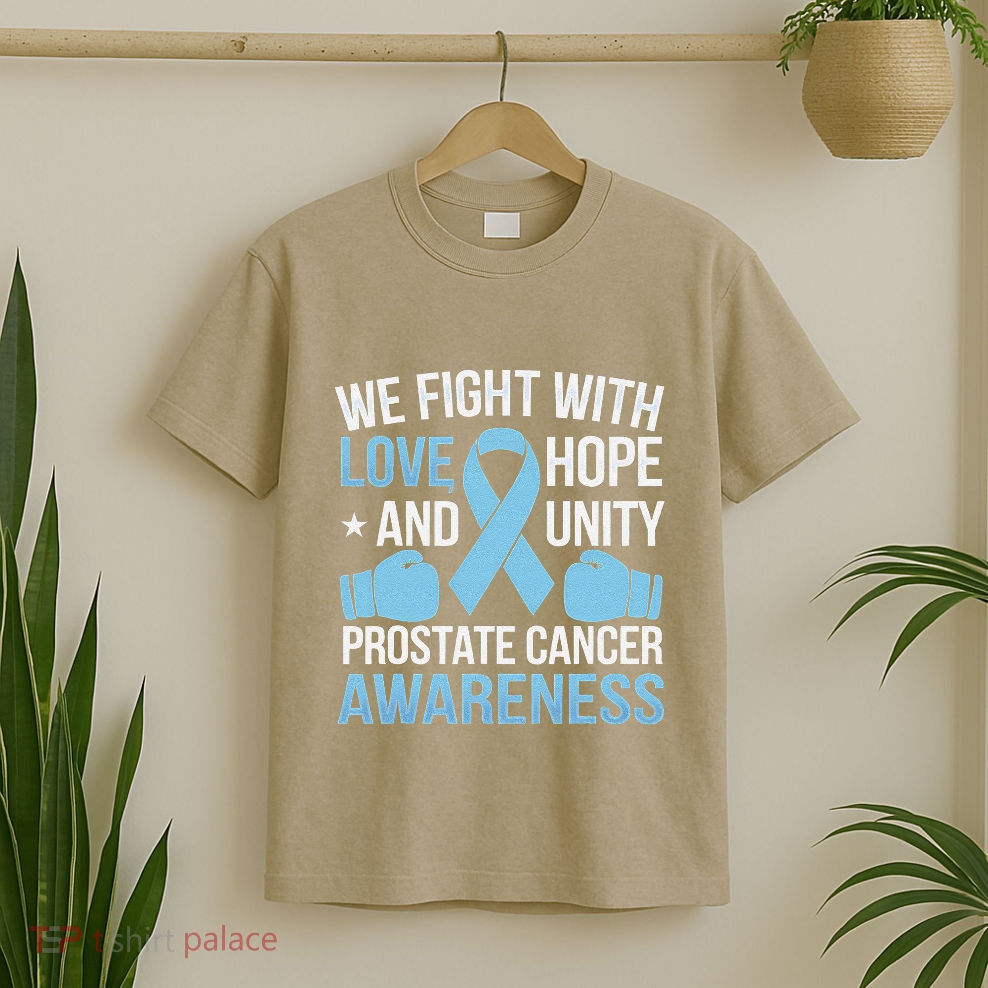 Prostate Cancer Awareness Love Hope Unity Light Blue Ribbon T-Shirt