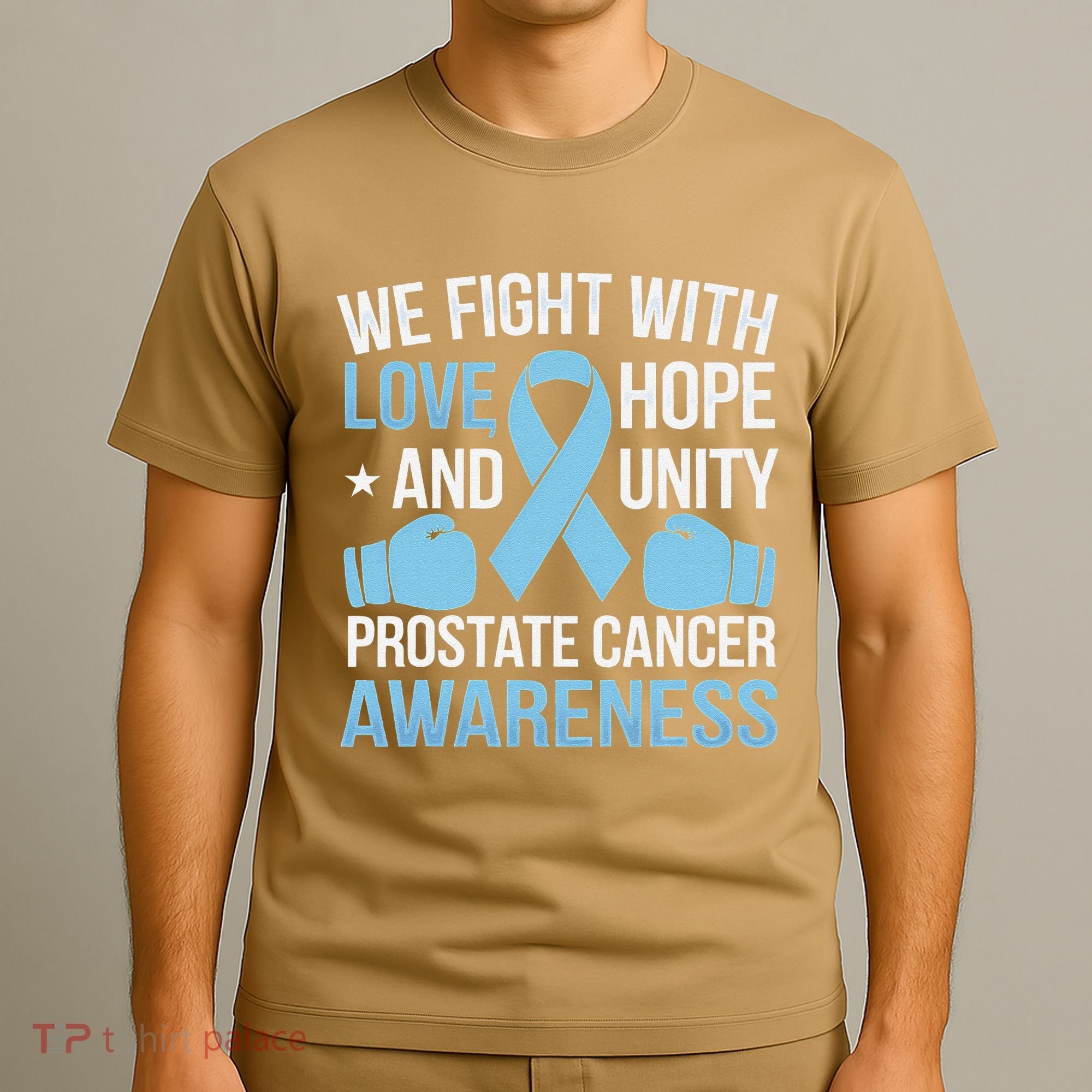 Prostate Cancer Awareness Love Hope Unity Light Blue Ribbon T-Shirt