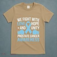 Prostate Cancer Awareness Love Hope Unity Light Blue Ribbon T-Shirt thumb 5