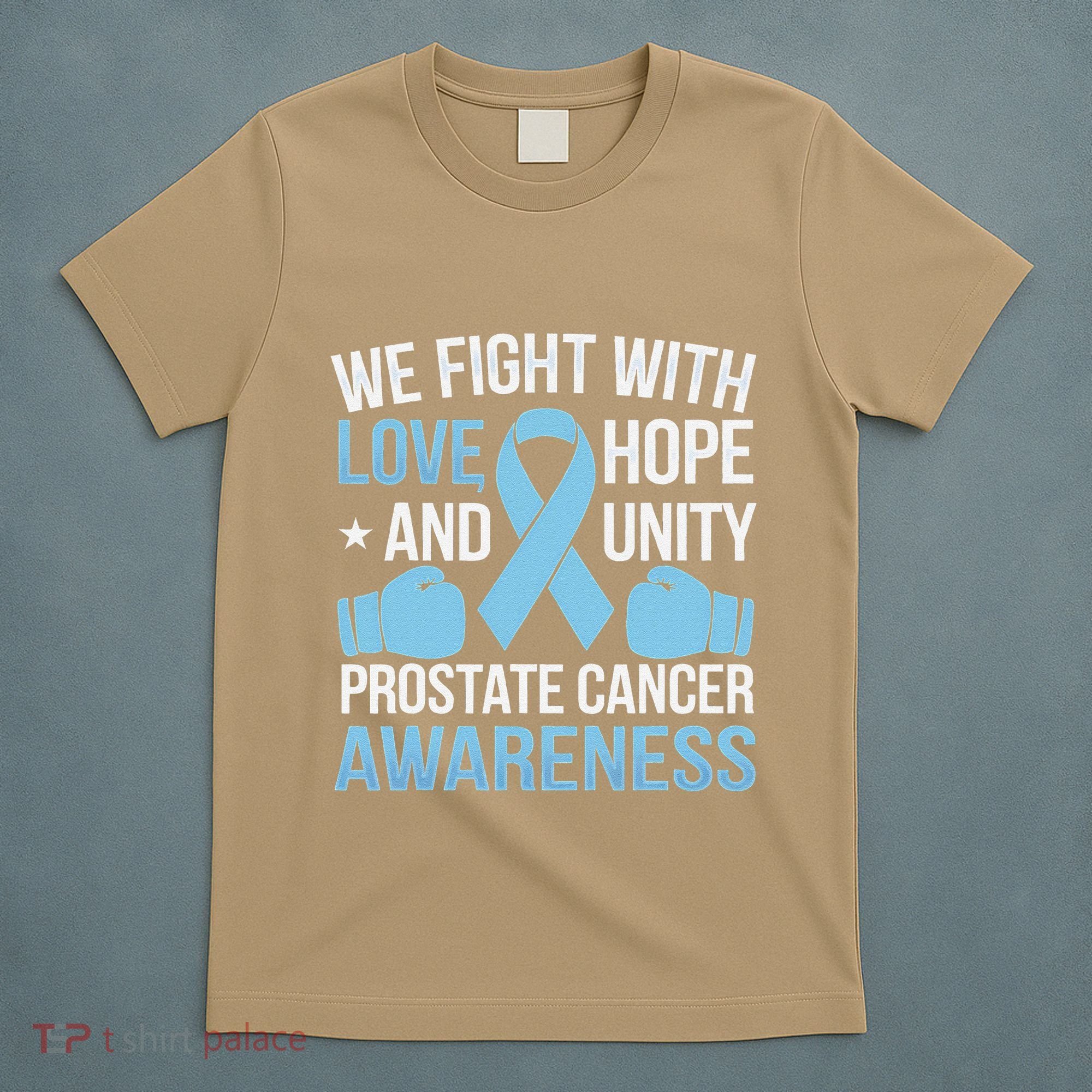 Prostate Cancer Awareness Love Hope Unity Light Blue Ribbon T-Shirt
