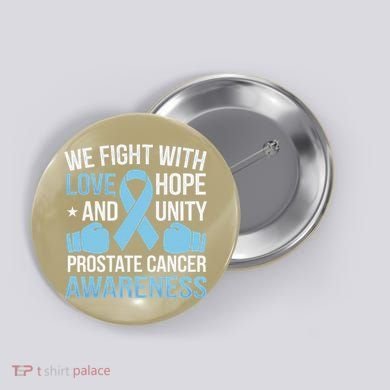 Prostate Cancer Awareness Love Hope Unity Light Blue Ribbon Button