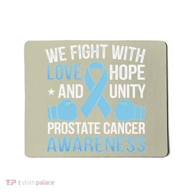 Prostate Cancer Awareness Love Hope Unity Light Blue Ribbon Mousepad