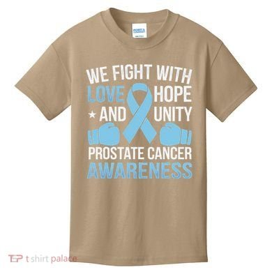 Prostate Cancer Awareness Love Hope Unity Light Blue Ribbon Kids T-Shirt