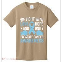 Prostate Cancer Awareness Love Hope Unity Light Blue Ribbon Kids T-Shirt thumb 0