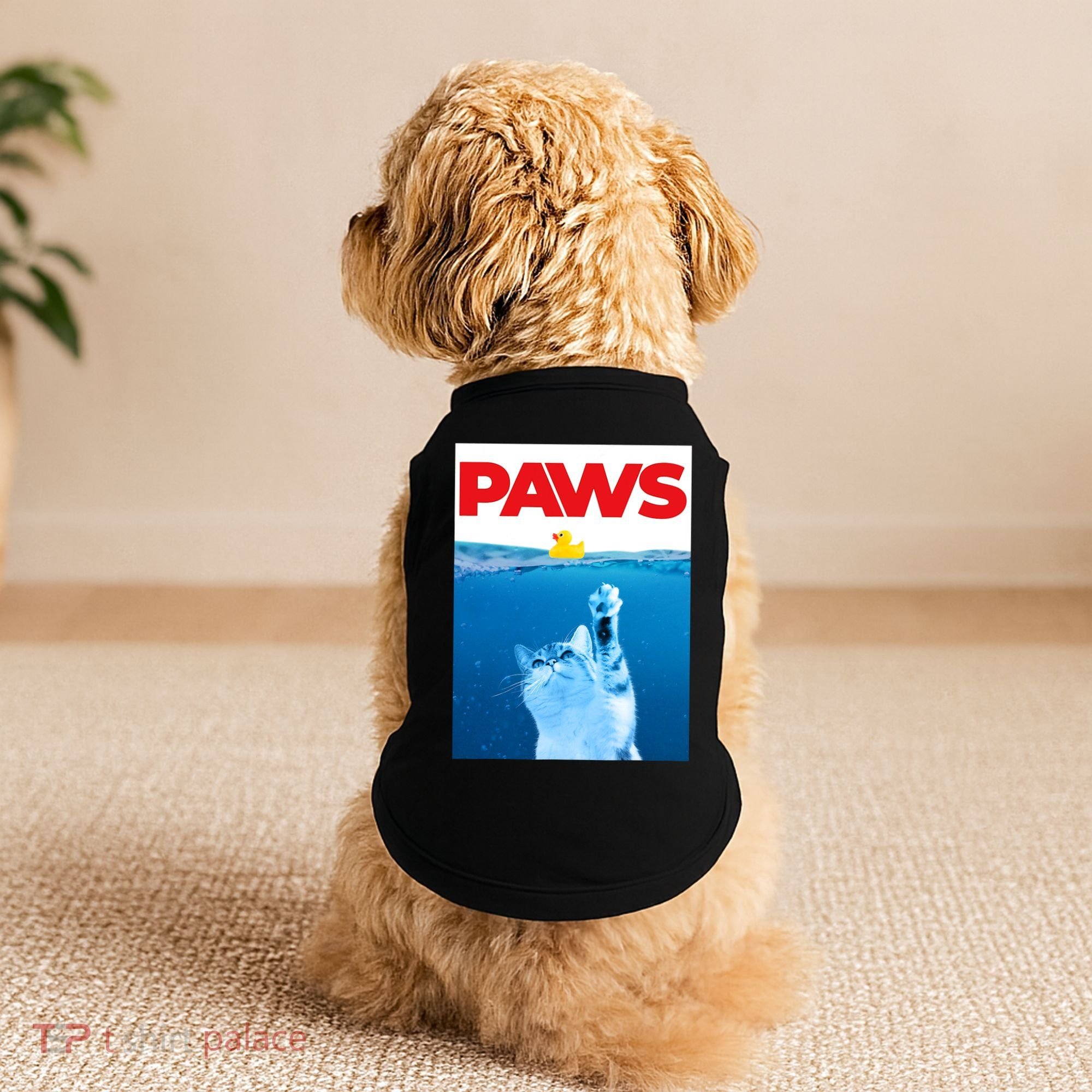 PAWS Cat And Yellow Rubber Duck Cute Kitten Funny Cat Parody Doggie Tank