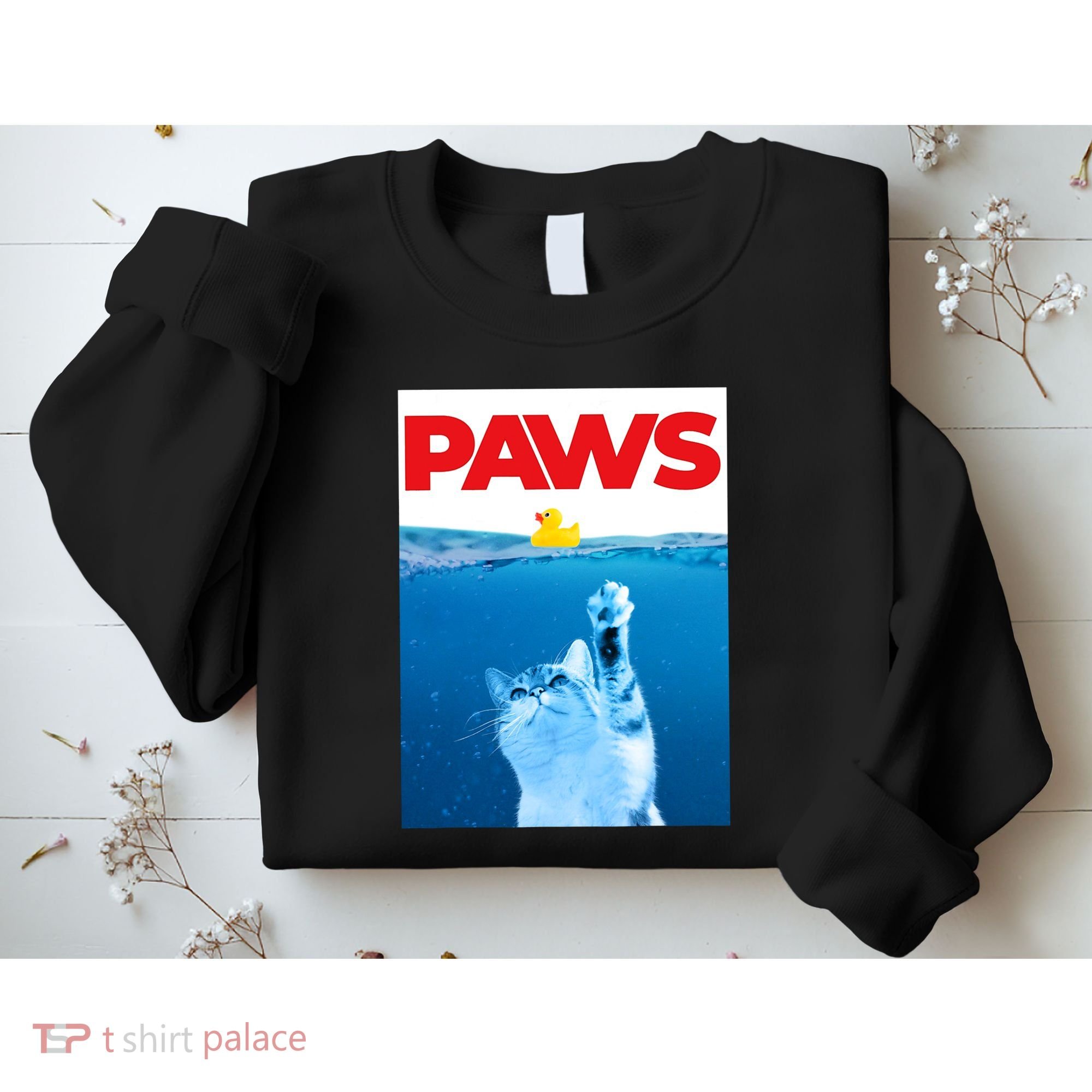 PAWS Cat And Yellow Rubber Duck Cute Kitten Funny Cat Parody Sweatshirt