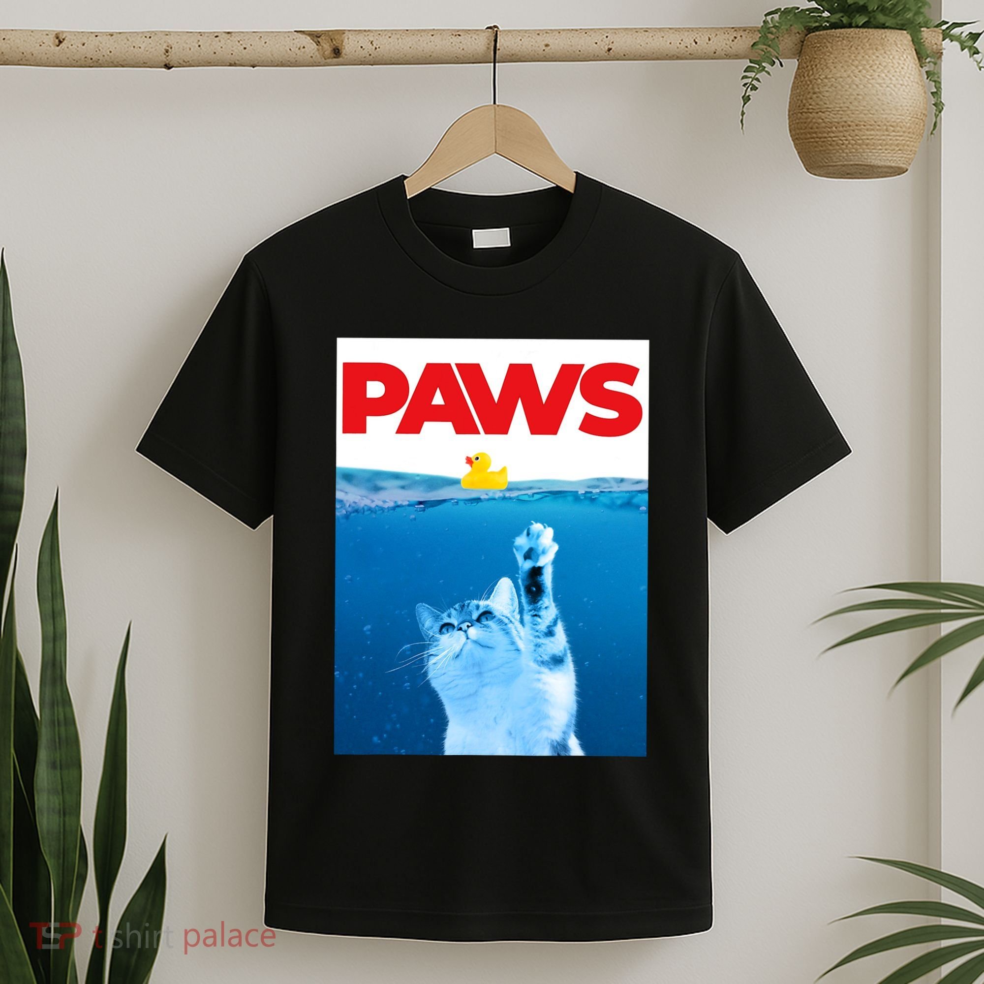 PAWS Cat And Yellow Rubber Duck Cute Kitten Funny Cat Parody T-Shirt