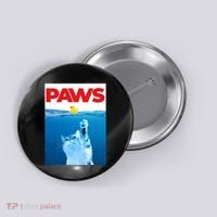 PAWS Cat And Yellow Rubber Duck Cute Kitten Funny Cat Parody Button thumb 0