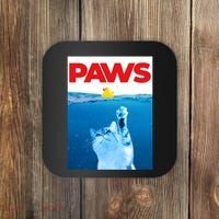 PAWS Cat And Yellow Rubber Duck Cute Kitten Funny Cat Parody Coaster thumb 0