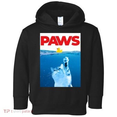 PAWS Cat And Yellow Rubber Duck Cute Kitten Funny Cat Parody Toddler Hoodie