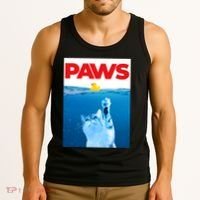 PAWS Cat And Yellow Rubber Duck Cute Kitten Funny Cat Parody Tank Top thumb 3