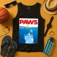 PAWS Cat And Yellow Rubber Duck Cute Kitten Funny Cat Parody Tank Top thumb 4