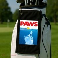 PAWS Cat And Yellow Rubber Duck Cute Kitten Funny Cat Parody Golf Towel thumb 2