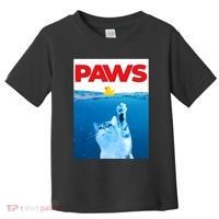 PAWS Cat And Yellow Rubber Duck Cute Kitten Funny Cat Parody Toddler T-Shirt thumb 0