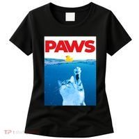 PAWS Cat And Yellow Rubber Duck Cute Kitten Funny Cat Parody Women's T-Shirt thumb 0