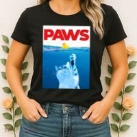 PAWS Cat And Yellow Rubber Duck Cute Kitten Funny Cat Parody Women's T-Shirt thumb 2