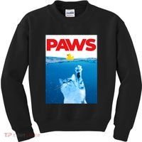 PAWS Cat And Yellow Rubber Duck Cute Kitten Funny Cat Parody Kids Sweatshirt thumb 0