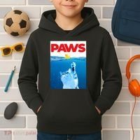 PAWS Cat And Yellow Rubber Duck Cute Kitten Funny Cat Parody Kids Hoodie thumb 2