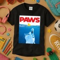 PAWS Cat And Yellow Rubber Duck Cute Kitten Funny Cat Parody Kids T-Shirt thumb 3