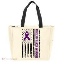 Pancreatic Cancer Awareness Purple Ribbon Tote Bag thumb 0