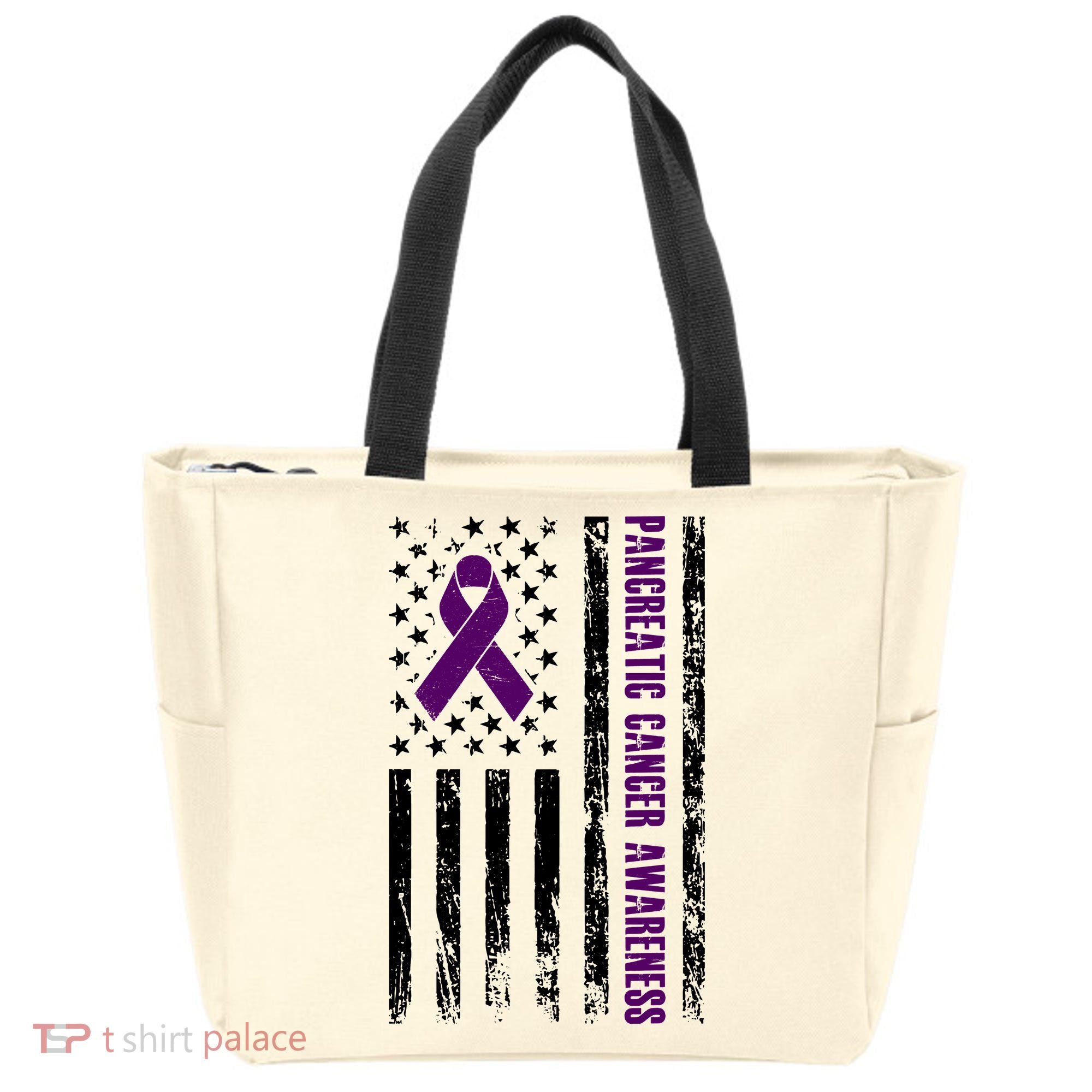 Pancreatic Cancer Awareness Purple Ribbon Tote Bag