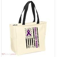 Pancreatic Cancer Awareness Purple Ribbon Tote Bag thumb 2