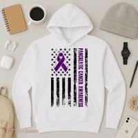 Pancreatic Cancer Awareness Purple Ribbon Hoodie thumb 3