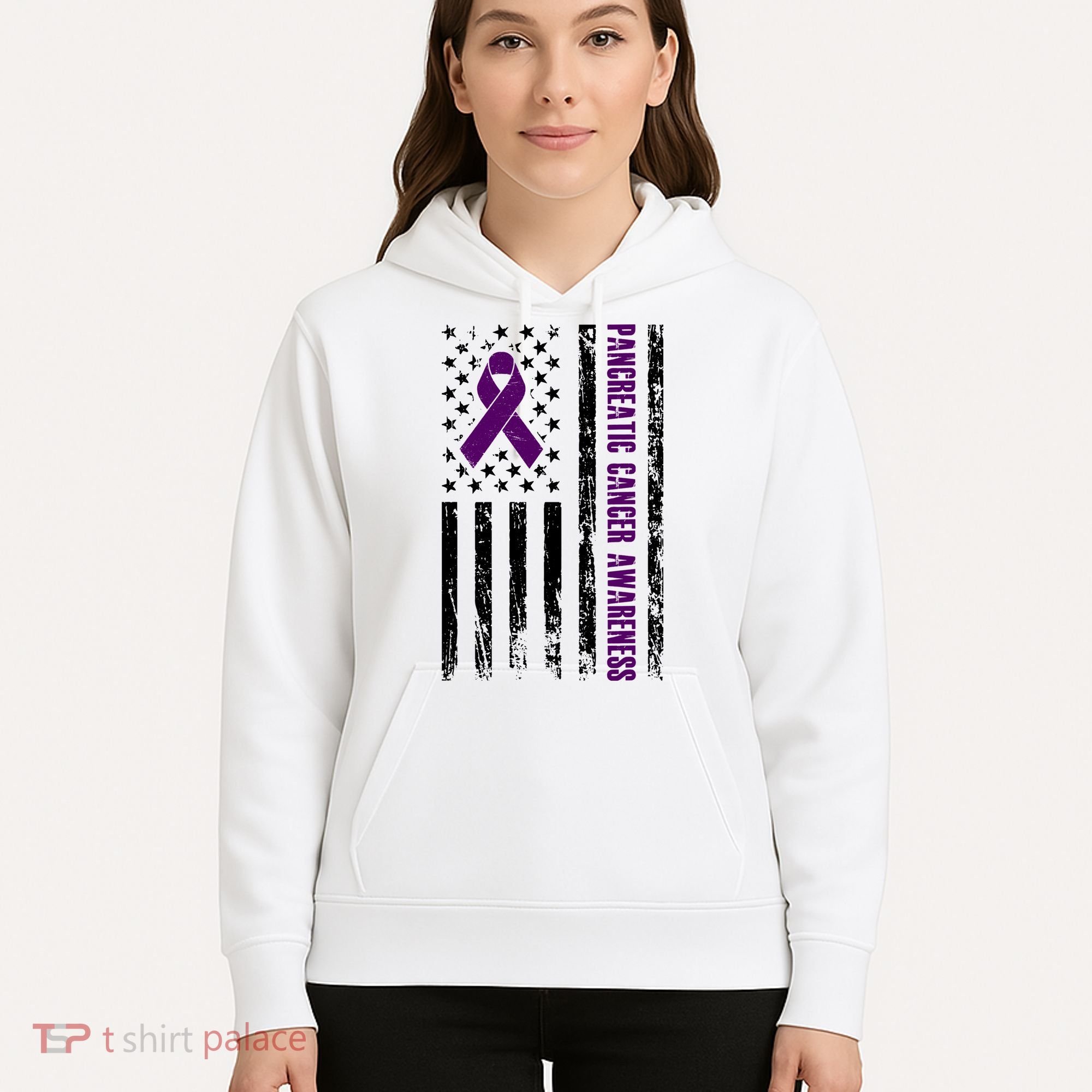 Pancreatic Cancer Awareness Purple Ribbon Hoodie