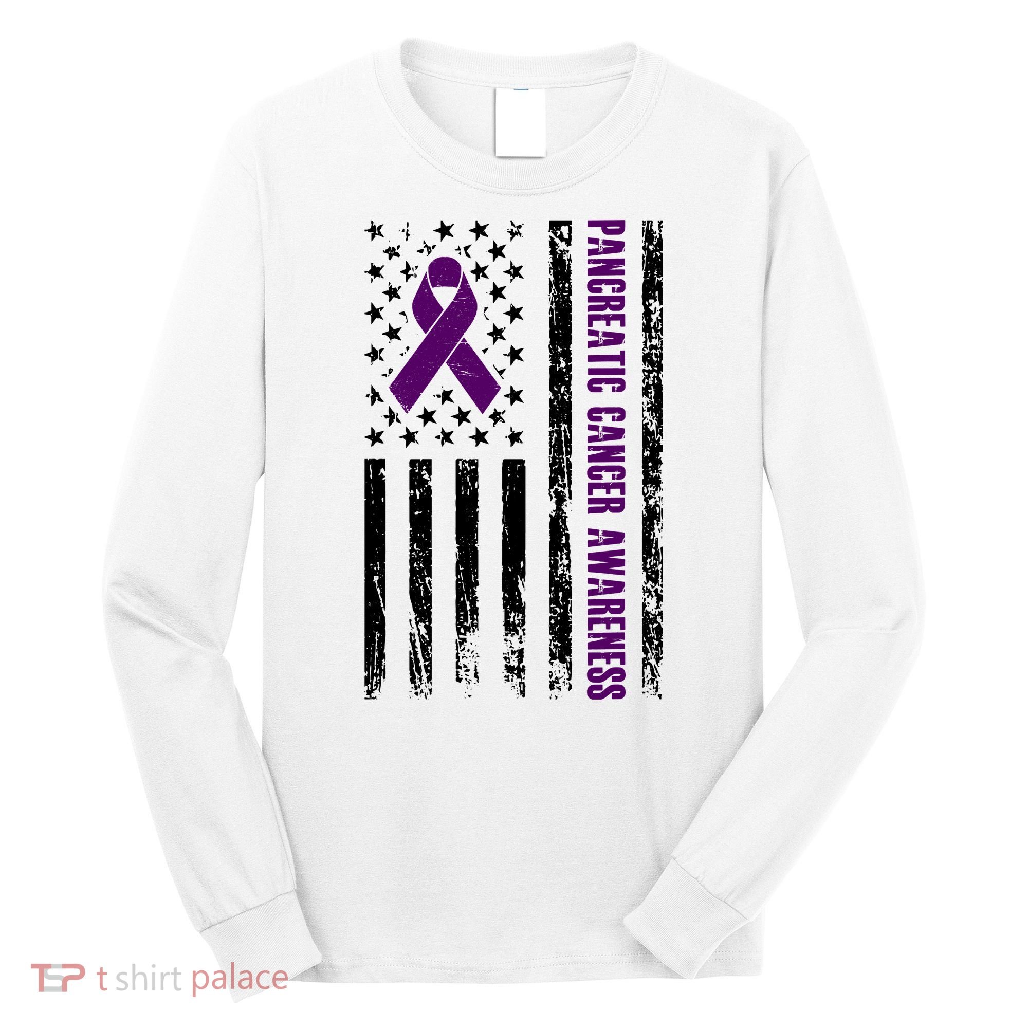 Pancreatic Cancer Awareness Purple Ribbon Long Sleeve Shirt