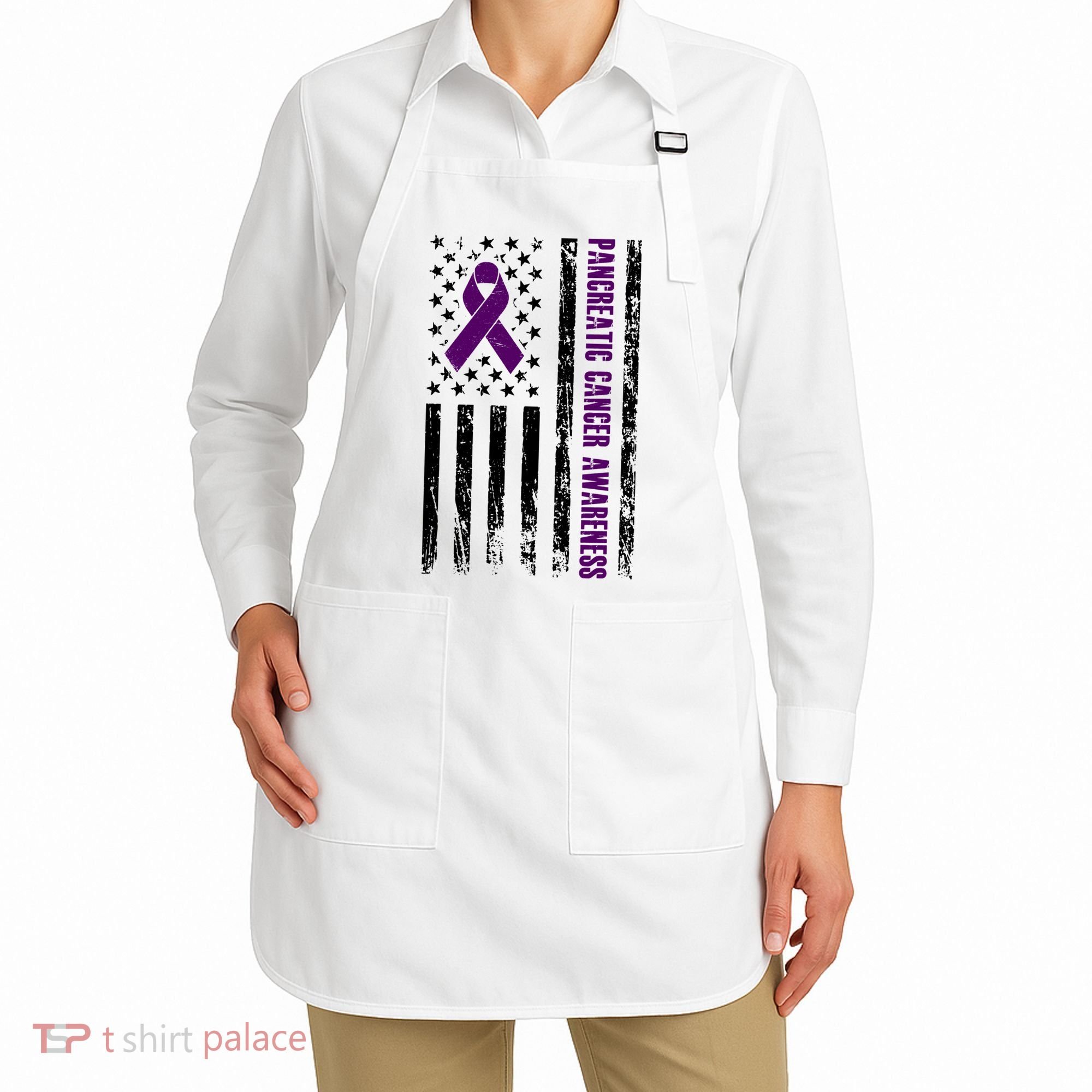 Pancreatic Cancer Awareness Purple Ribbon Apron
