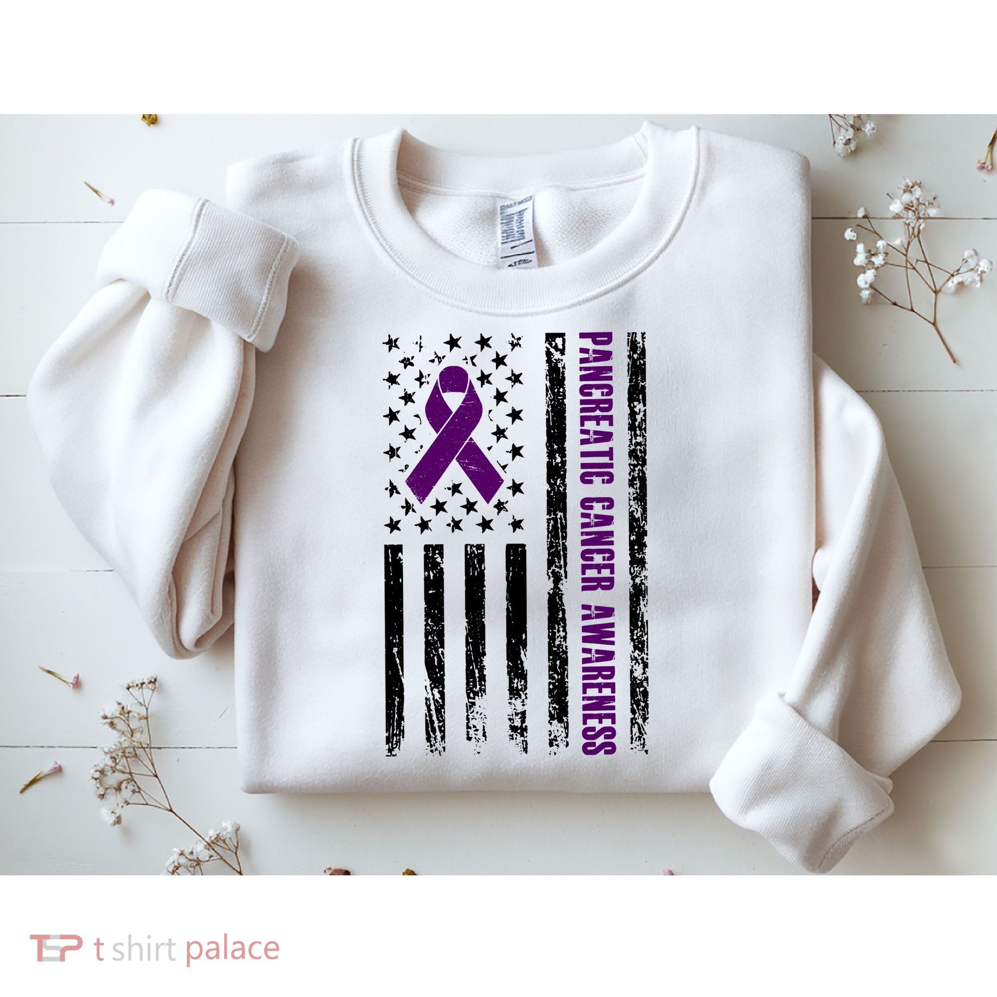Pancreatic Cancer Awareness Purple Ribbon Sweatshirt