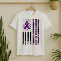 Pancreatic Cancer Awareness Purple Ribbon T-Shirt thumb 2