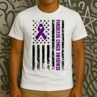 Pancreatic Cancer Awareness Purple Ribbon T-Shirt thumb 3