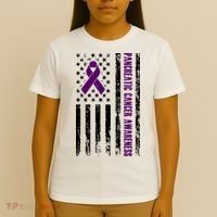 Pancreatic Cancer Awareness Purple Ribbon T-Shirt thumb 4