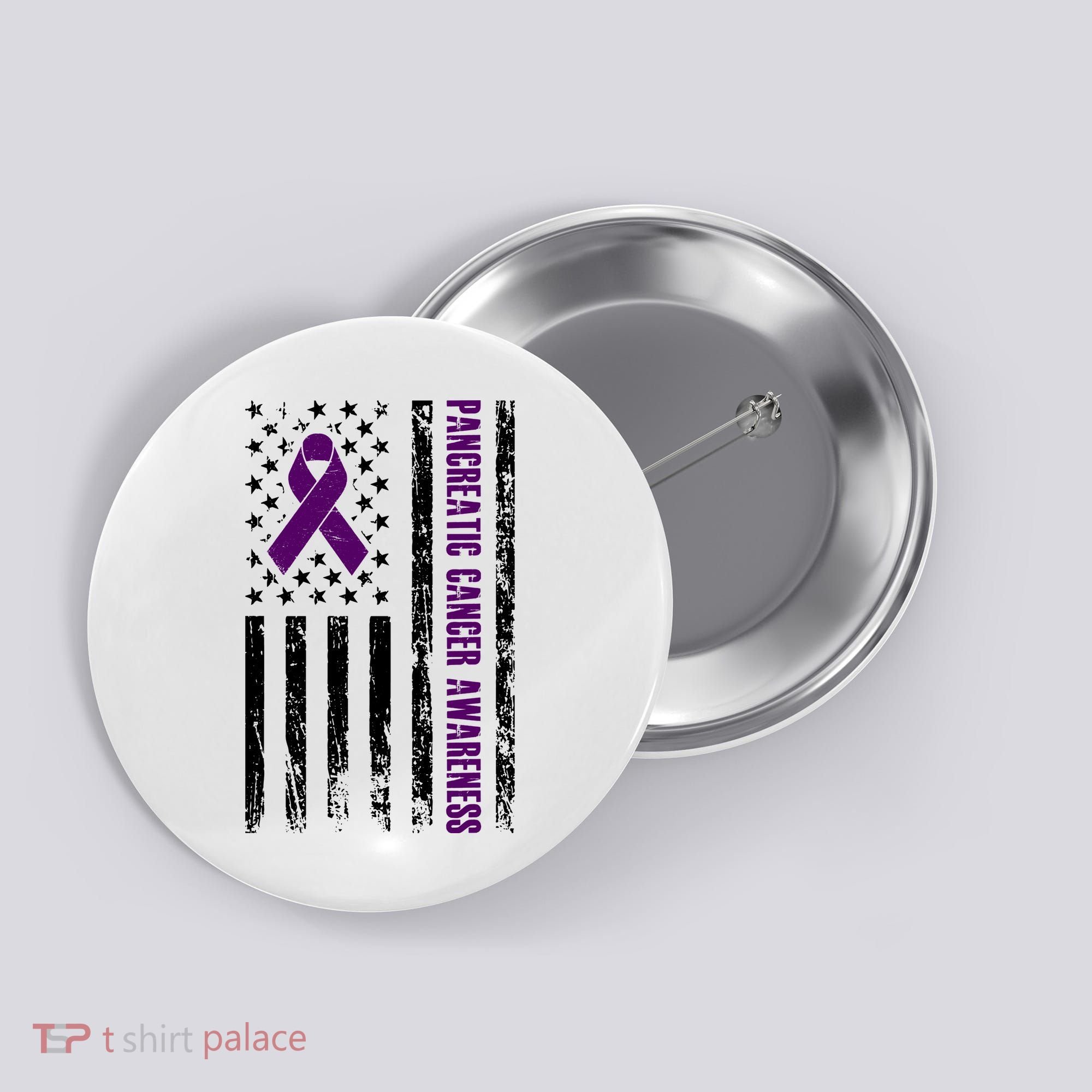 Pancreatic Cancer Awareness Purple Ribbon Button