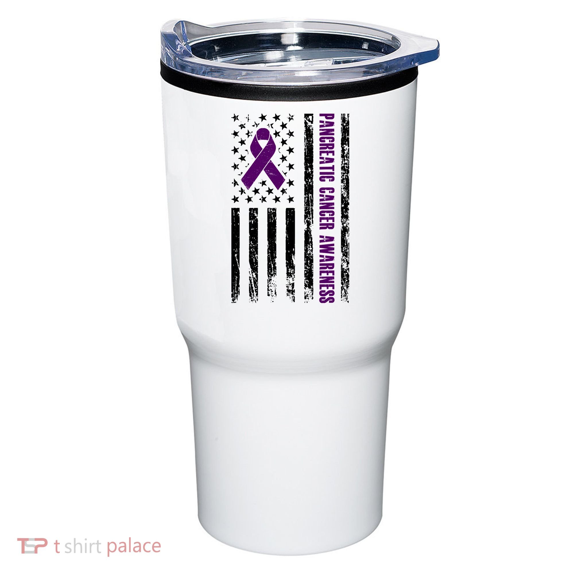 Pancreatic Cancer Awareness Purple Ribbon Tumbler