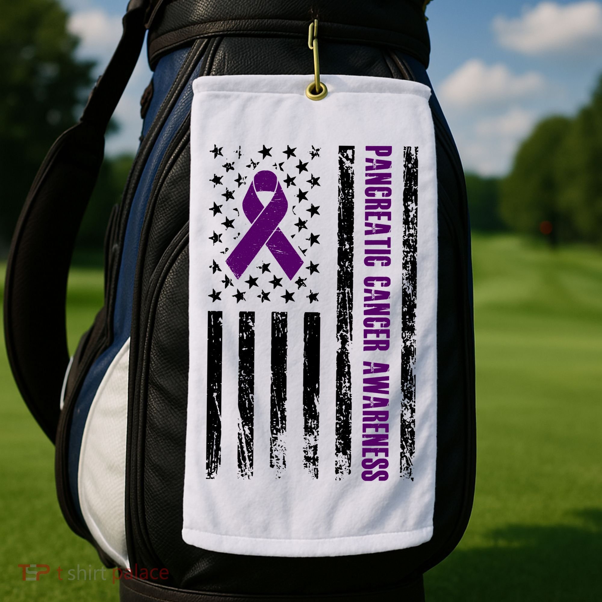 Pancreatic Cancer Awareness Purple Ribbon Golf Towel