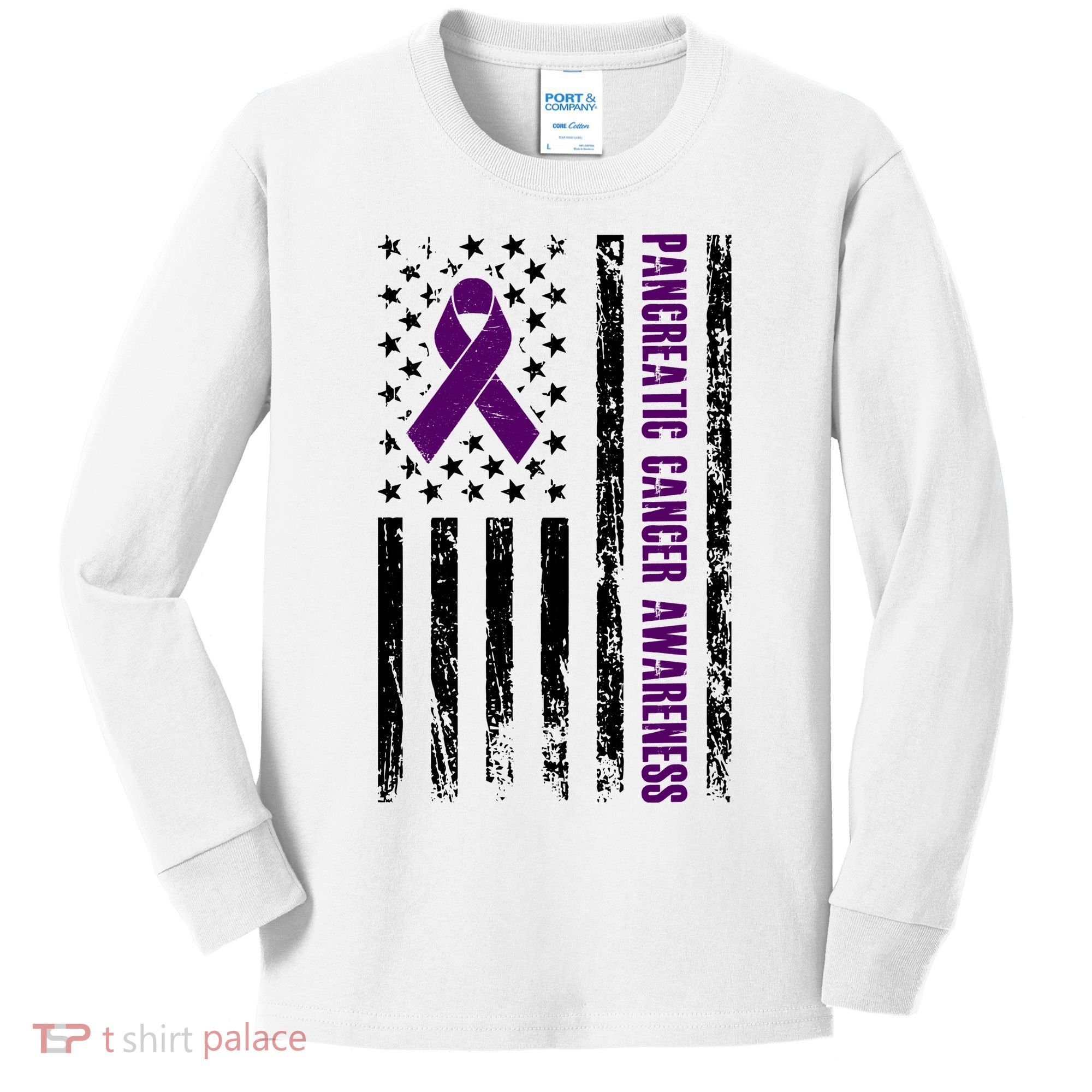 Pancreatic Cancer Awareness Purple Ribbon Kids Long Sleeve Shirt