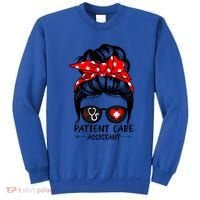 Patient Care Assistant Life Messy Bun Hair Funny Medical Funny Gift Sweatshirt thumb 0