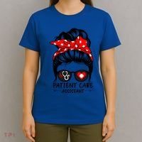 Patient Care Assistant Life Messy Bun Hair Funny Medical Funny Gift T-Shirt thumb 4