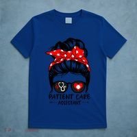 Patient Care Assistant Life Messy Bun Hair Funny Medical Funny Gift T-Shirt thumb 5