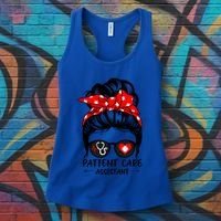 Patient Care Assistant Life Messy Bun Hair Funny Medical Funny Gift Women's Tank Top thumb 3