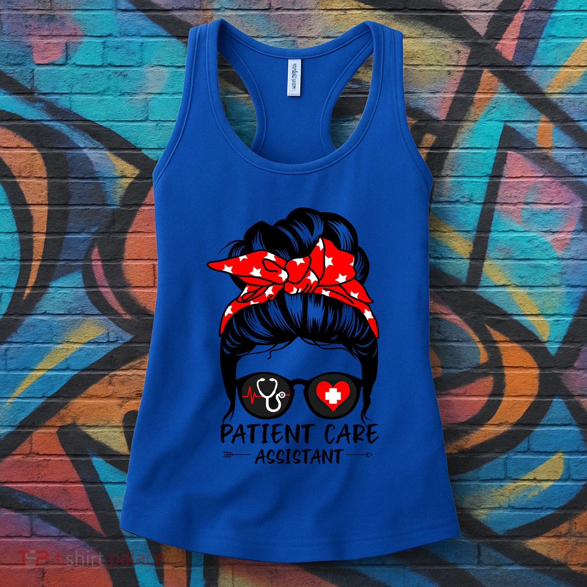 Patient Care Assistant Life Messy Bun Hair Funny Medical Funny Gift Women's Tank Top