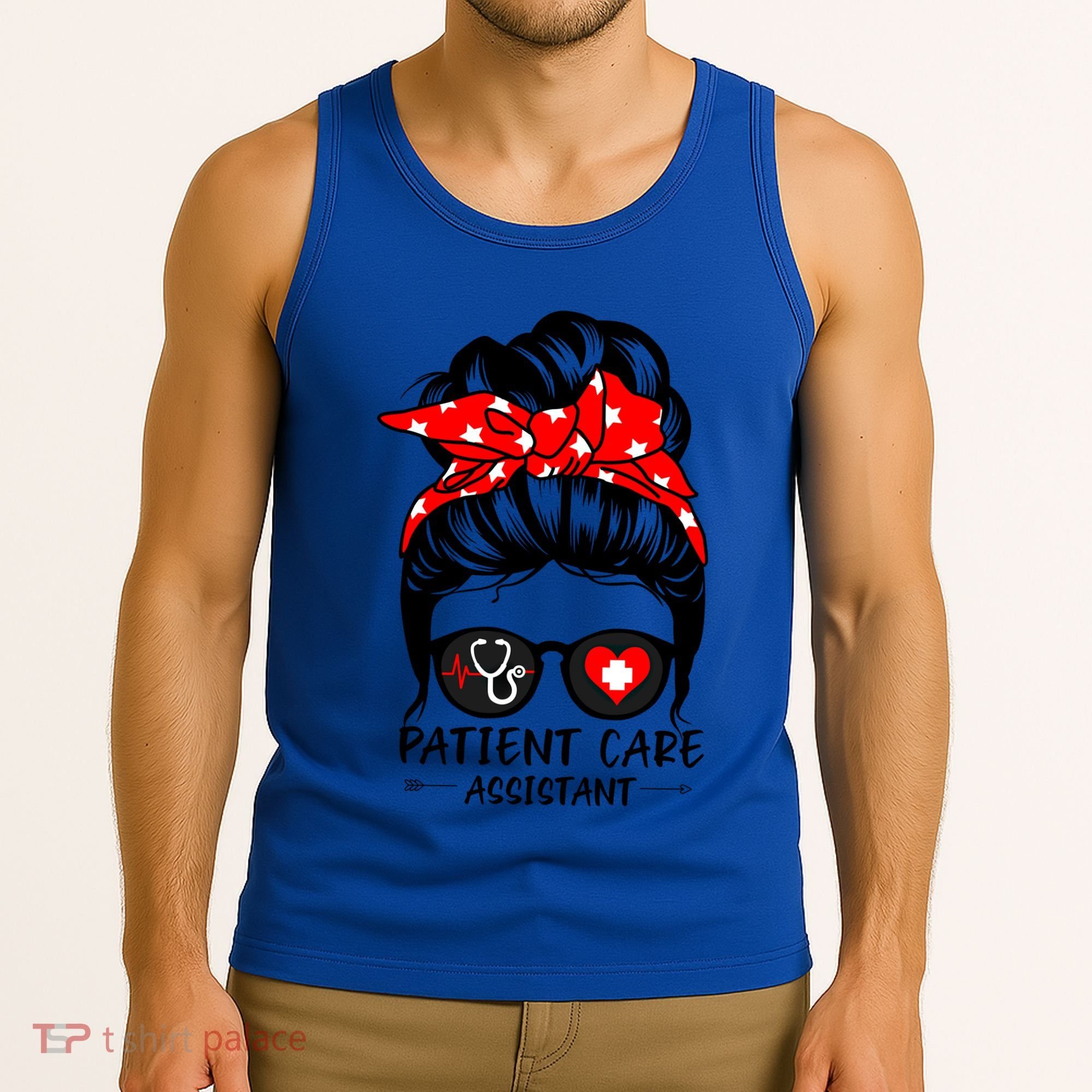 Patient Care Assistant Life Messy Bun Hair Funny Medical Funny Gift Tank Top
