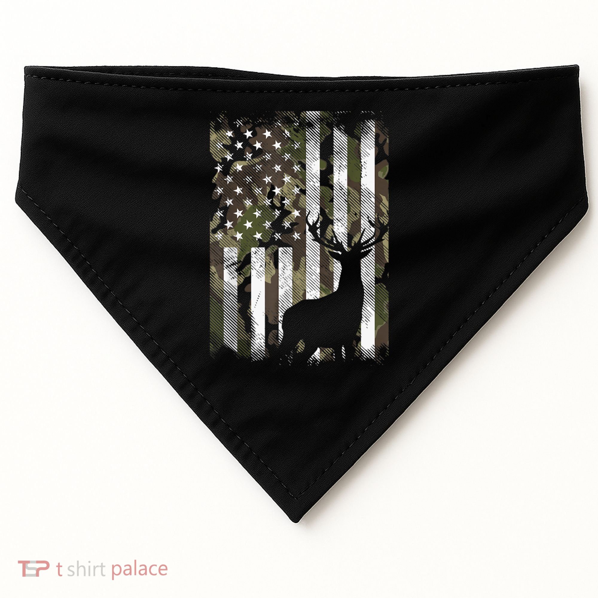 Patriotic Camo American Flag Deer Hunter Hunting Gift USA-Made Doggie Bandana