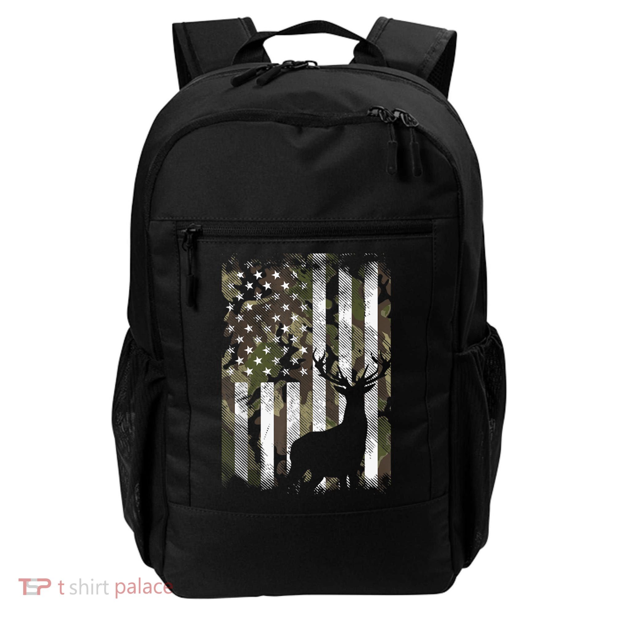 Patriotic Camo American Flag Deer Hunter Hunting Gift Backpack