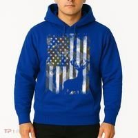 Patriotic Camo American Flag Deer Hunter Hunting Gift Hoodie thumb 2